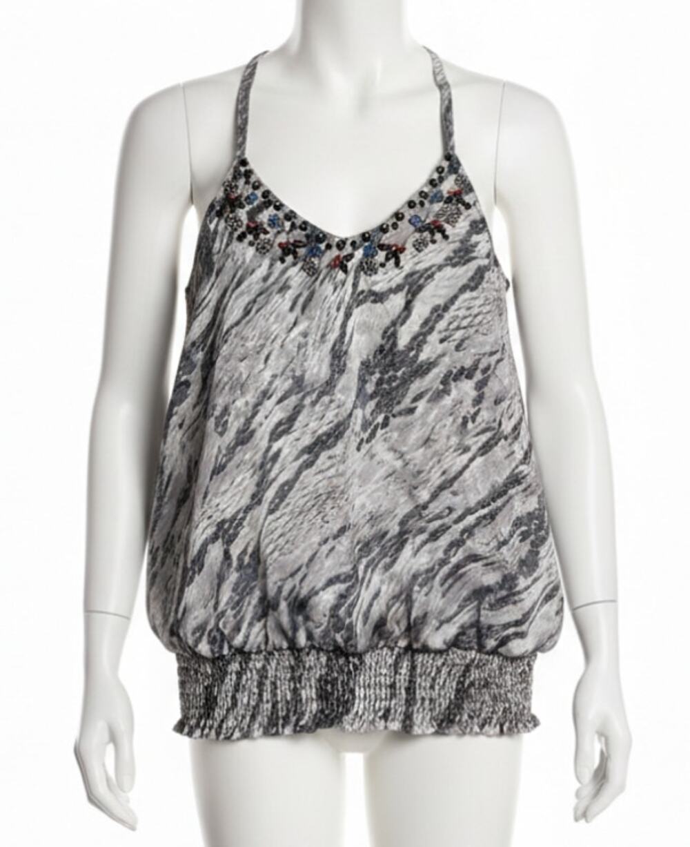 Arden B Tank Top Womens Size L Purple Sleeveless Beaded Neckline Boho Y2K